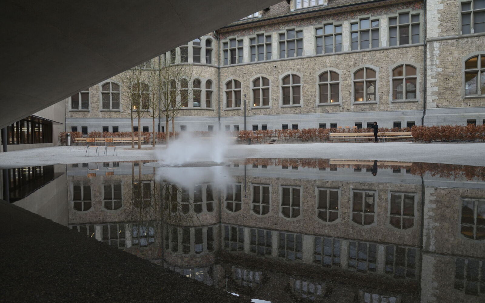 Nebel und Wasserspiele